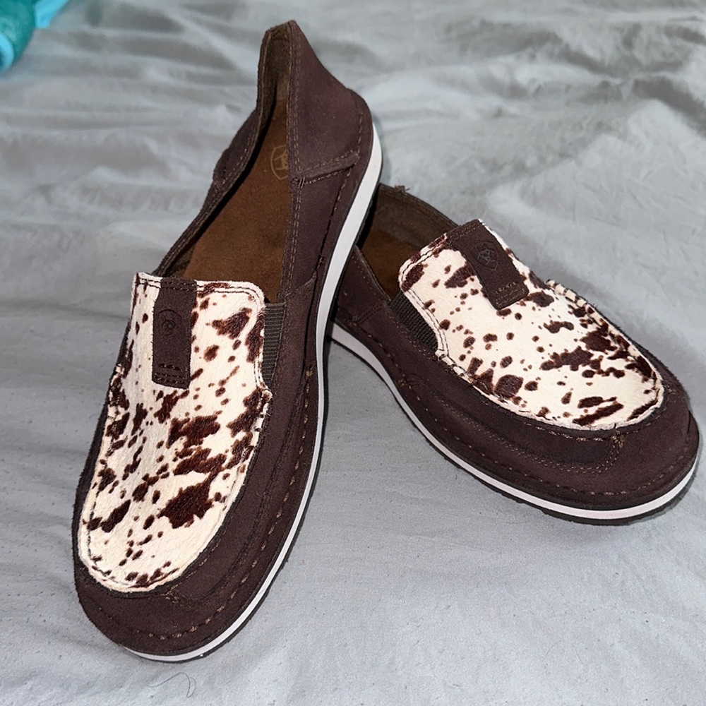 Ariat cow print shoes